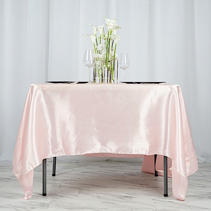 72 inches Square SATIN TABLE OVERLAYS Wedding Catering Event Dinner Decorations - Picture 38 of 244