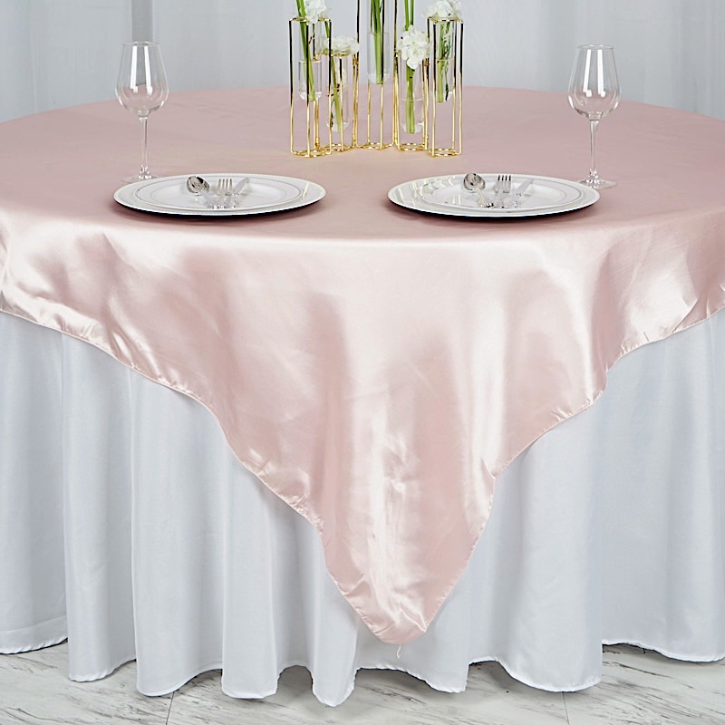 72 inches Square SATIN TABLE OVERLAYS Wedding Catering Event Dinner Decorations - Picture 41 of 244
