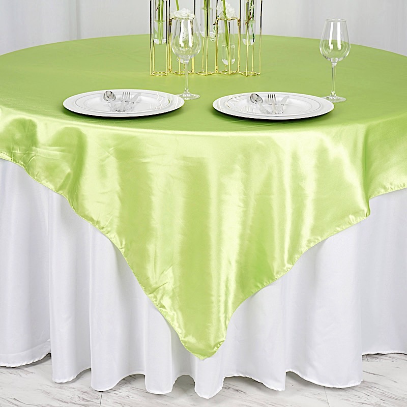 72 inches Square SATIN TABLE OVERLAYS Wedding Catering Event Dinner Decorations - Picture 15 of 244