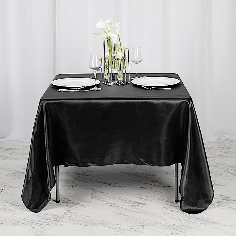 72 inches Square SATIN TABLE OVERLAYS Wedding Catering Event Dinner Decorations - Picture 24 of 244