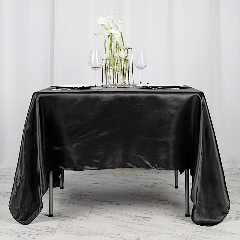 72 inches Square SATIN TABLE OVERLAYS Wedding Catering Event Dinner Decorations - Picture 25 of 244