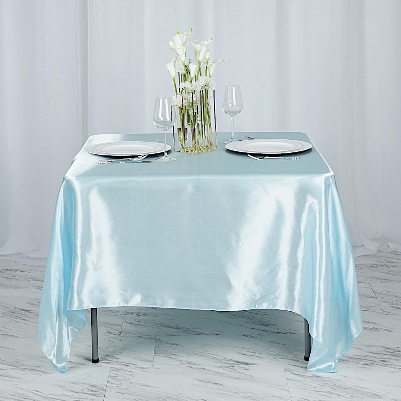 72 inches Square SATIN TABLE OVERLAYS Wedding Catering Event Dinner Decorations - Picture 31 of 244