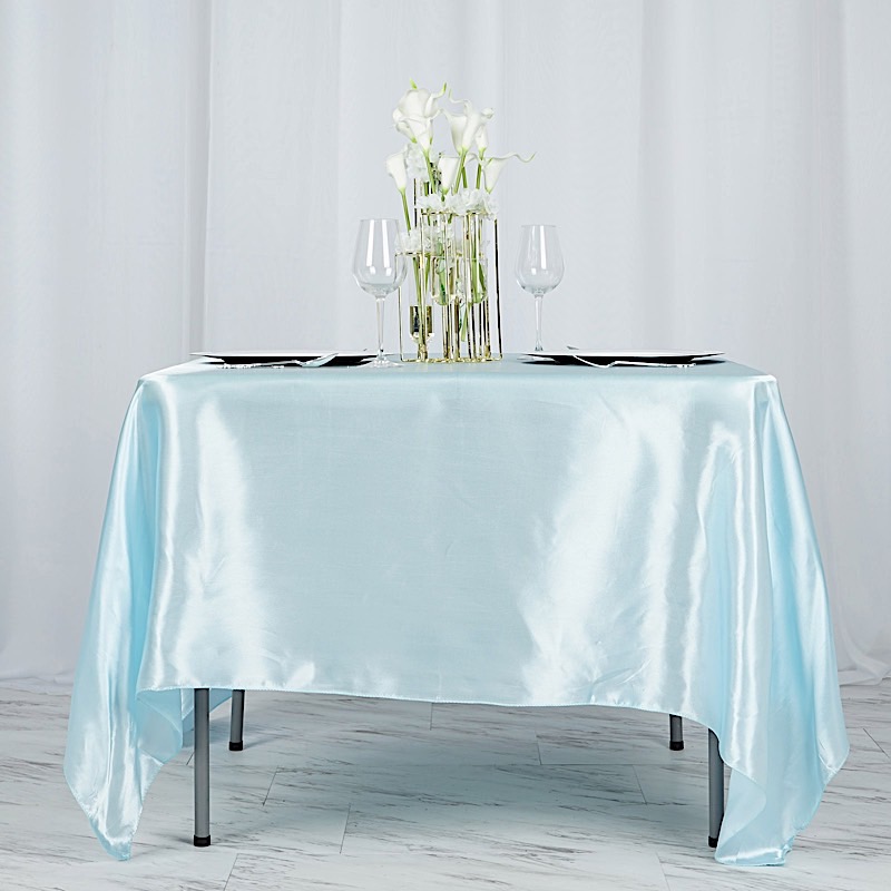 72 inches Square SATIN TABLE OVERLAYS Wedding Catering Event Dinner Decorations - Picture 32 of 244