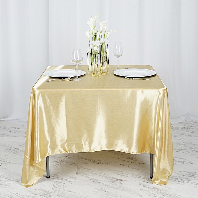 72 inches Square SATIN TABLE OVERLAYS Wedding Catering Event Dinner Decorations - Picture 51 of 244