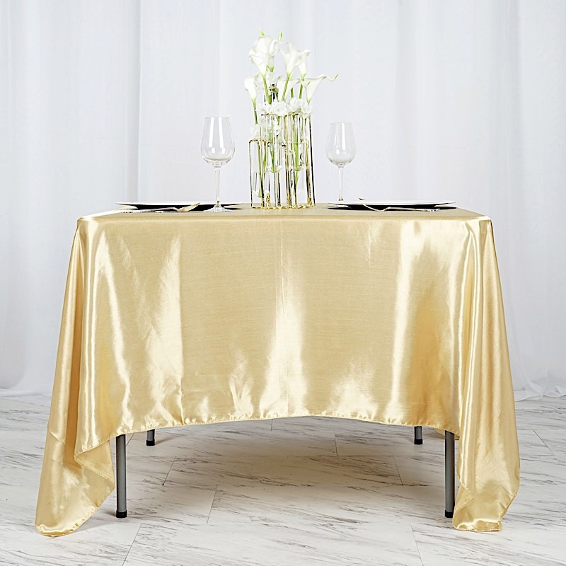 72 inches Square SATIN TABLE OVERLAYS Wedding Catering Event Dinner Decorations - Picture 52 of 244
