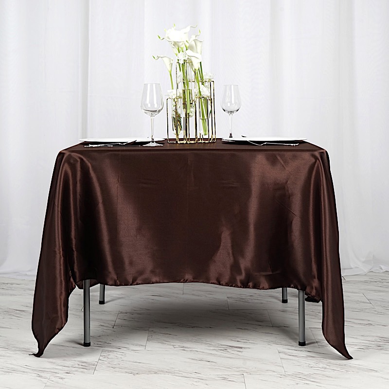 72 inches Square SATIN TABLE OVERLAYS Wedding Catering Event Dinner Decorations - Picture 59 of 244