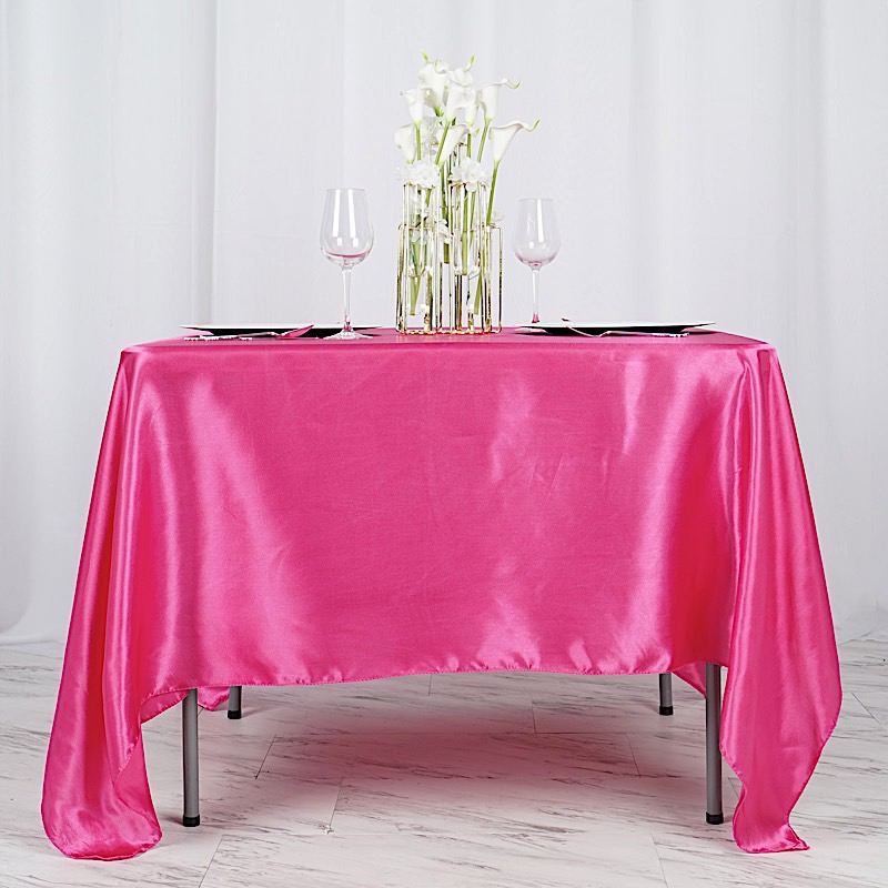 72 inches Square SATIN TABLE OVERLAYS Wedding Catering Event Dinner Decorations - Picture 89 of 244