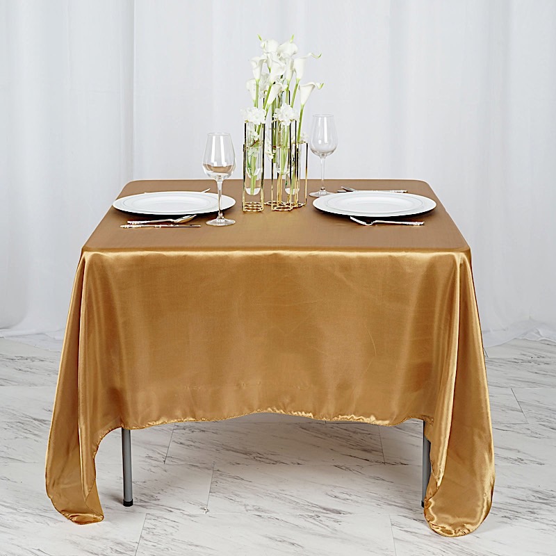 72 inches Square SATIN TABLE OVERLAYS Wedding Catering Event Dinner Decorations - Picture 95 of 244