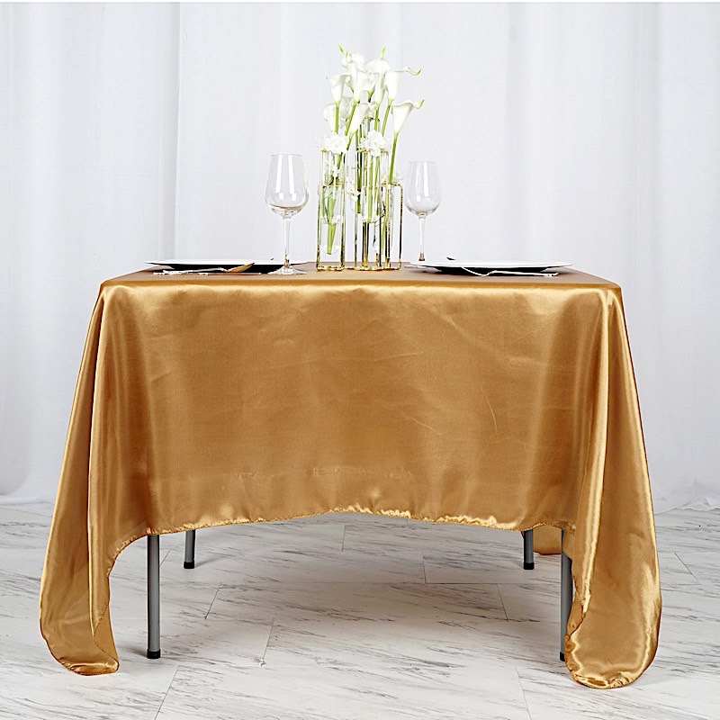 72 inches Square SATIN TABLE OVERLAYS Wedding Catering Event Dinner Decorations - Picture 96 of 244