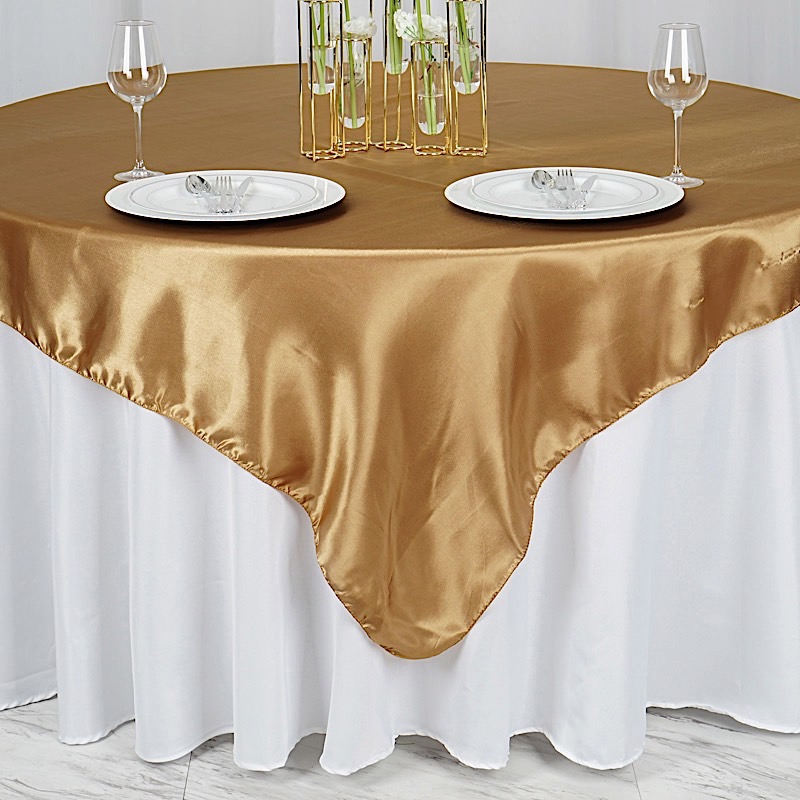 72 inches Square SATIN TABLE OVERLAYS Wedding Catering Event Dinner Decorations - Picture 99 of 244