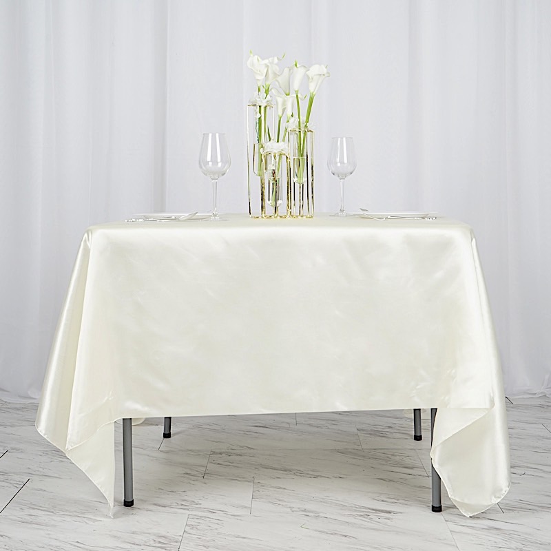 72 inches Square SATIN TABLE OVERLAYS Wedding Catering Event Dinner Decorations - Picture 110 of 244