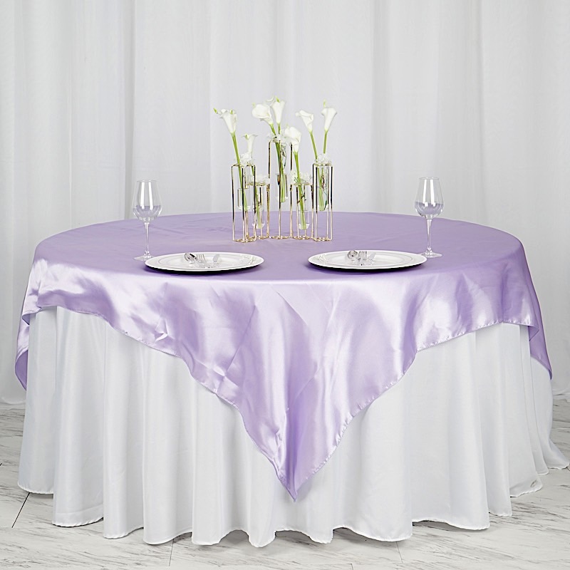72 inches Square SATIN TABLE OVERLAYS Wedding Catering Event Dinner Decorations - Picture 115 of 244