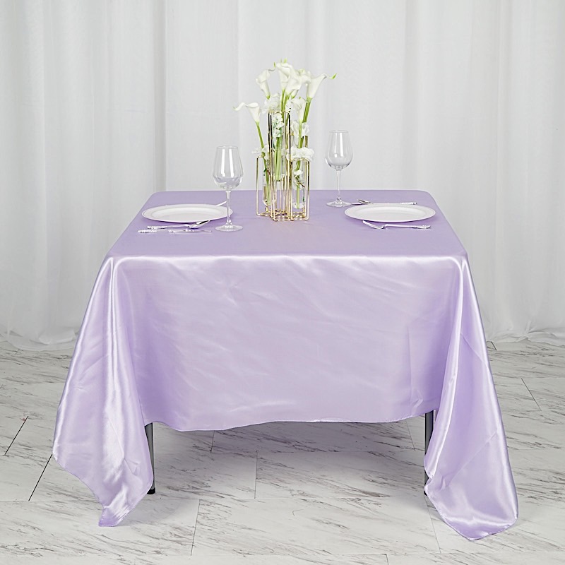 72 inches Square SATIN TABLE OVERLAYS Wedding Catering Event Dinner Decorations - Picture 116 of 244