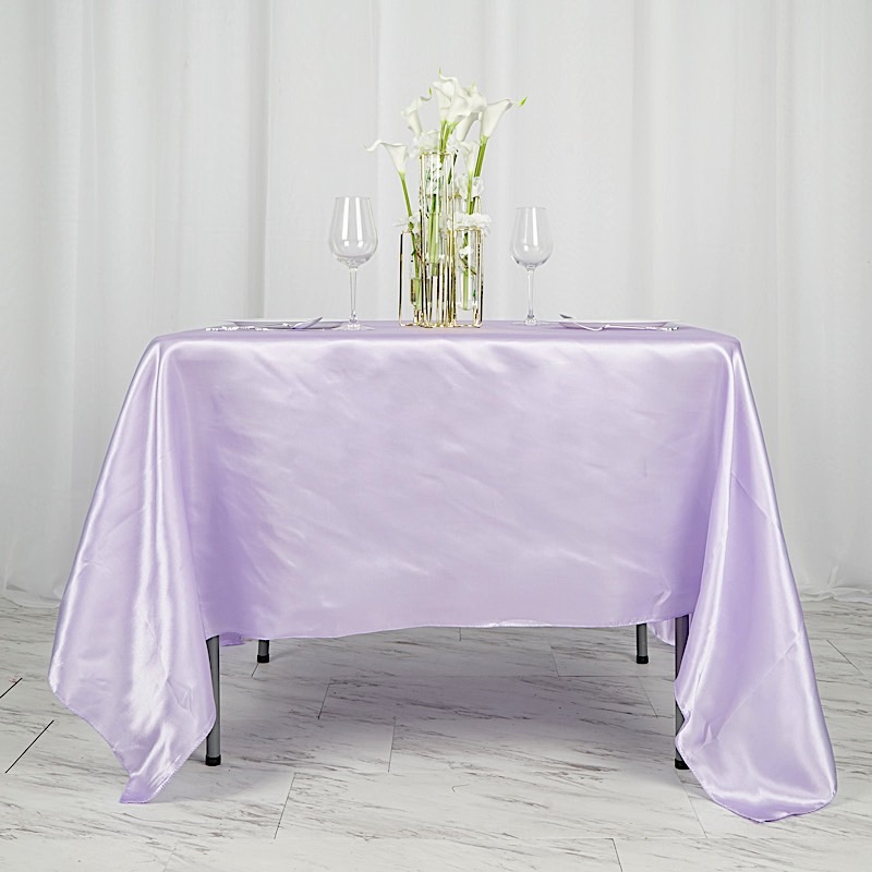 72 inches Square SATIN TABLE OVERLAYS Wedding Catering Event Dinner Decorations - Picture 117 of 244