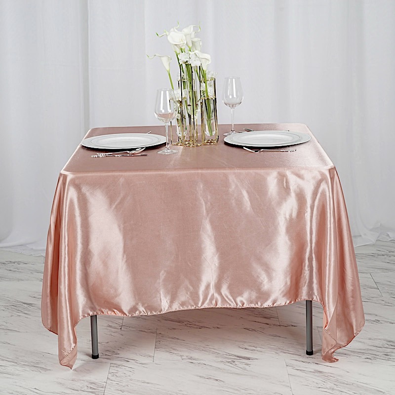 72 inches Square SATIN TABLE OVERLAYS Wedding Catering Event Dinner Decorations - Picture 122 of 244