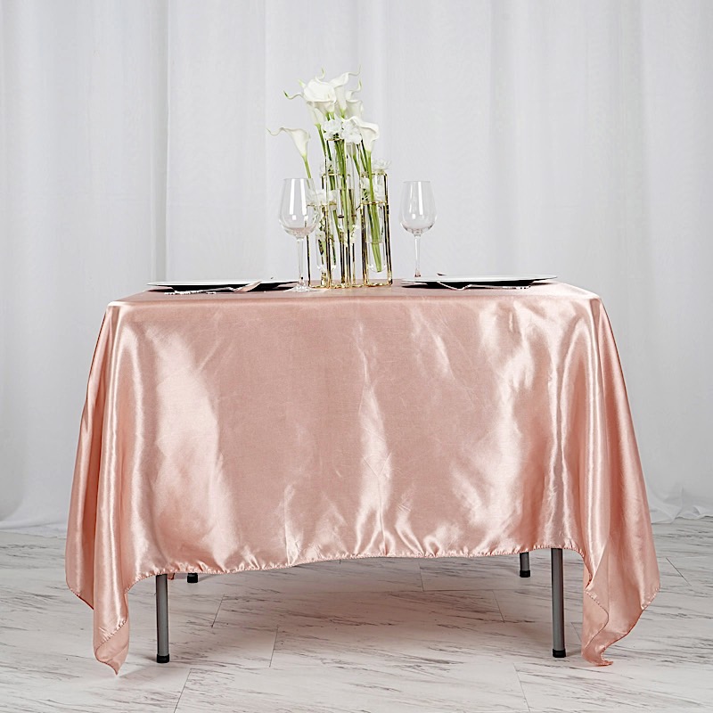 72 inches Square SATIN TABLE OVERLAYS Wedding Catering Event Dinner Decorations - Picture 123 of 244