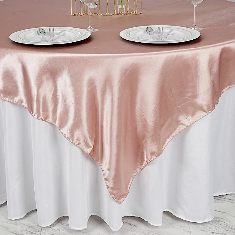 72 inches Square SATIN TABLE OVERLAYS Wedding Catering Event Dinner Decorations - Picture 126 of 244