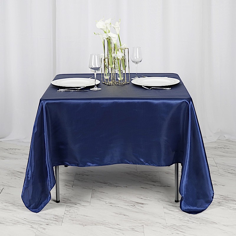 72 inches Square SATIN TABLE OVERLAYS Wedding Catering Event Dinner Decorations - Picture 128 of 244