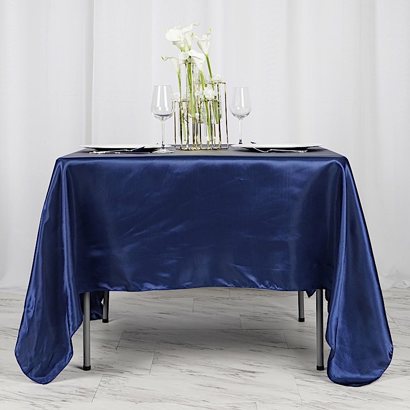 72 inches Square SATIN TABLE OVERLAYS Wedding Catering Event Dinner Decorations - Picture 129 of 244