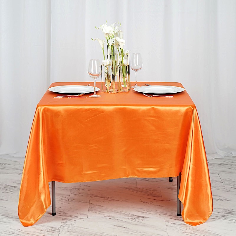 72 inches Square SATIN TABLE OVERLAYS Wedding Catering Event Dinner Decorations - Picture 143 of 244
