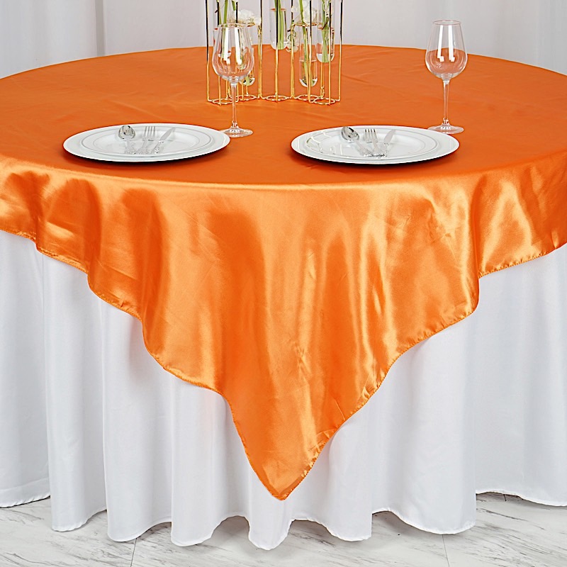 72 inches Square SATIN TABLE OVERLAYS Wedding Catering Event Dinner Decorations - Picture 147 of 244