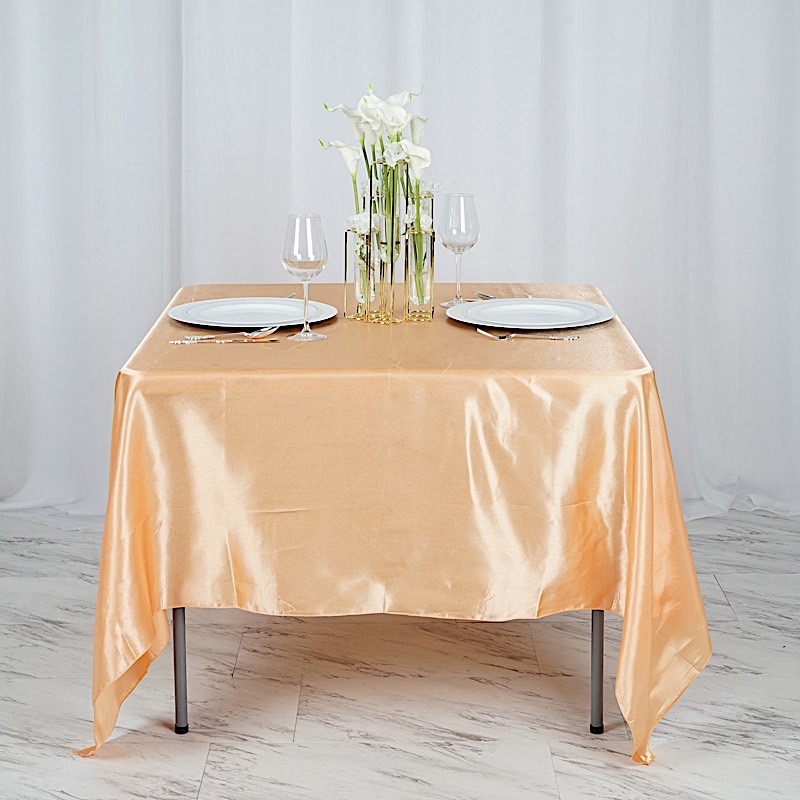 72 inches Square SATIN TABLE OVERLAYS Wedding Catering Event Dinner Decorations - Picture 150 of 244