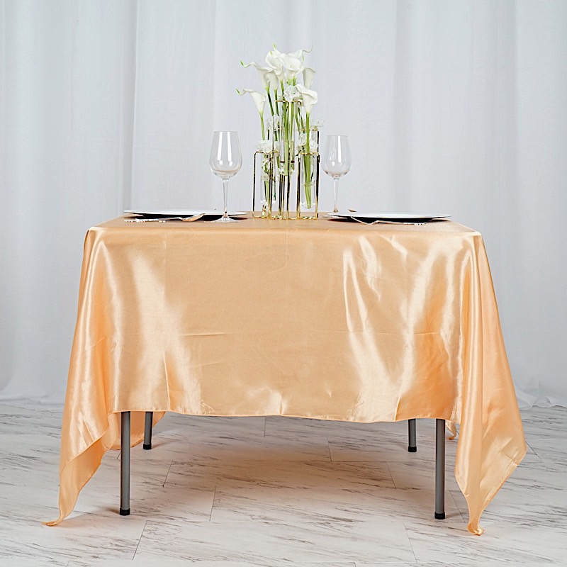 72 inches Square SATIN TABLE OVERLAYS Wedding Catering Event Dinner Decorations - Picture 151 of 244
