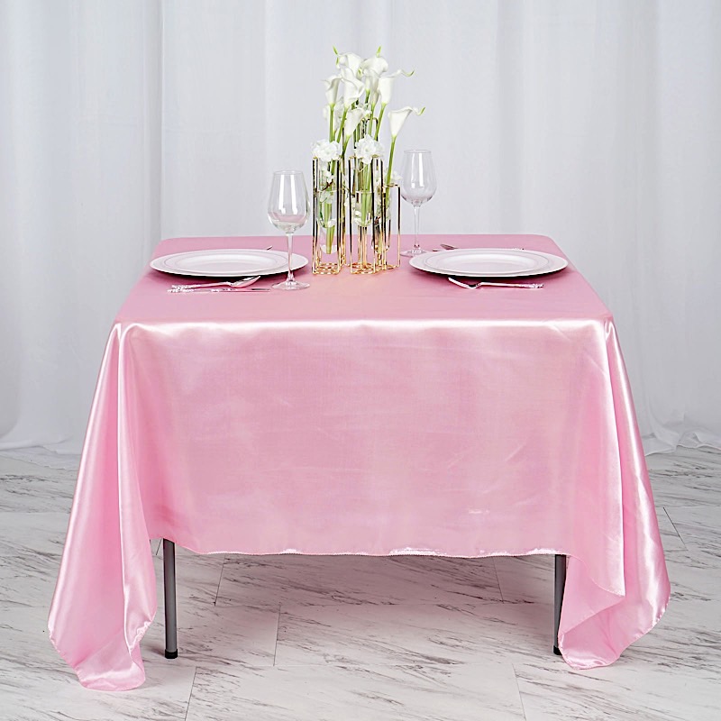72 inches Square SATIN TABLE OVERLAYS Wedding Catering Event Dinner Decorations - Picture 164 of 244