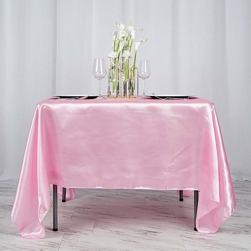 72 inches Square SATIN TABLE OVERLAYS Wedding Catering Event Dinner Decorations - Picture 165 of 244