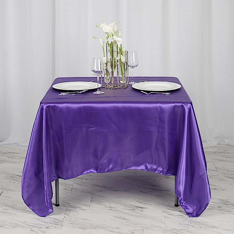 72 inches Square SATIN TABLE OVERLAYS Wedding Catering Event Dinner Decorations - Picture 171 of 244