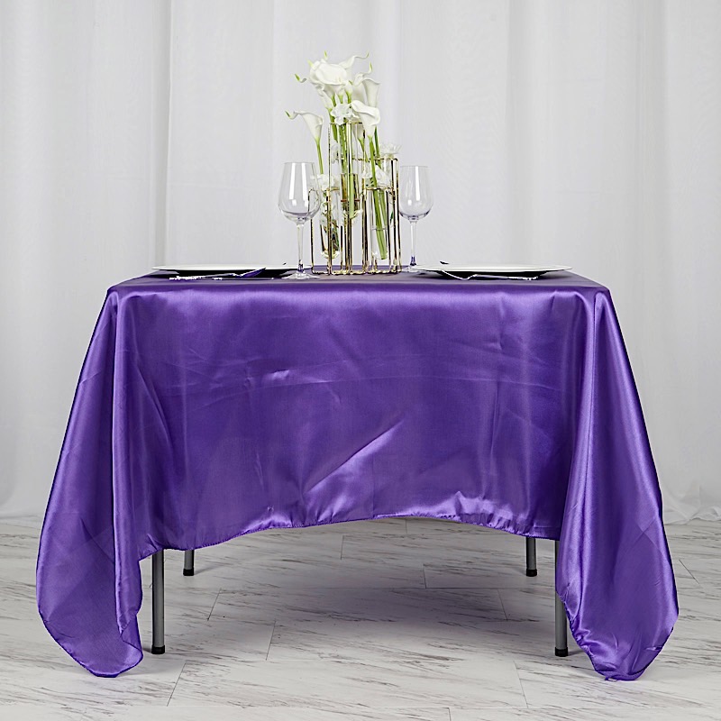 72 inches Square SATIN TABLE OVERLAYS Wedding Catering Event Dinner Decorations - Picture 172 of 244