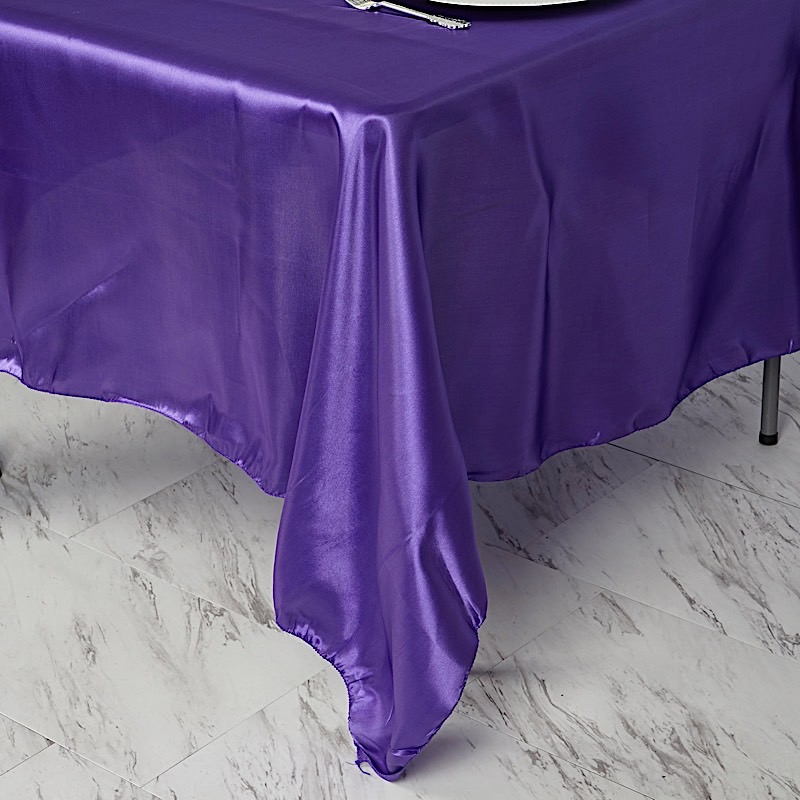72 inches Square SATIN TABLE OVERLAYS Wedding Catering Event Dinner Decorations - Picture 174 of 244