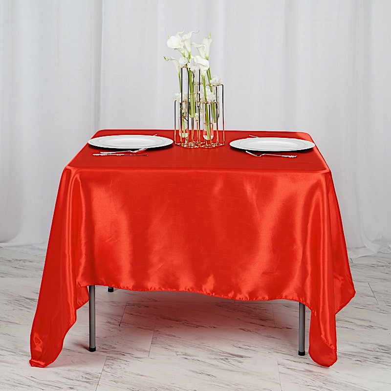 72 inches Square SATIN TABLE OVERLAYS Wedding Catering Event Dinner Decorations - Picture 178 of 244