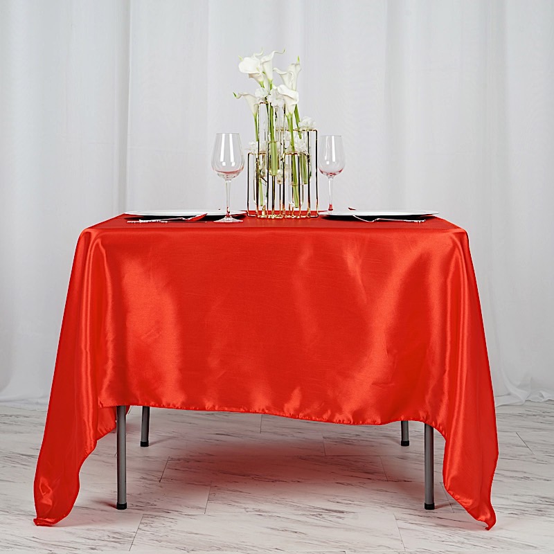 72 inches Square SATIN TABLE OVERLAYS Wedding Catering Event Dinner Decorations - Picture 179 of 244