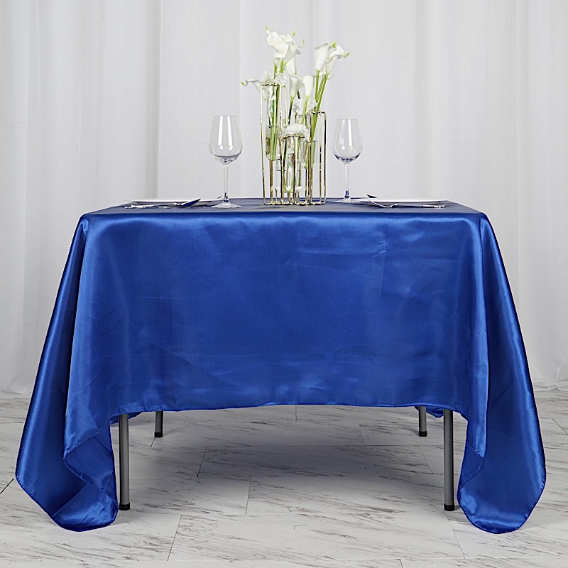 72 inches Square SATIN TABLE OVERLAYS Wedding Catering Event Dinner Decorations - Picture 186 of 244