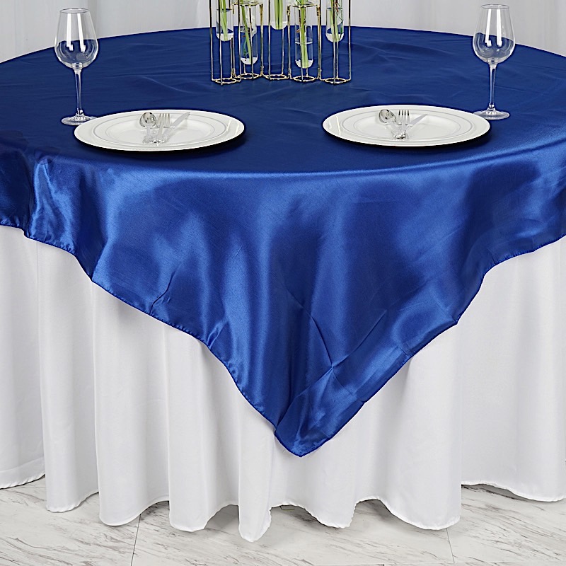 72 inches Square SATIN TABLE OVERLAYS Wedding Catering Event Dinner Decorations - Picture 189 of 244