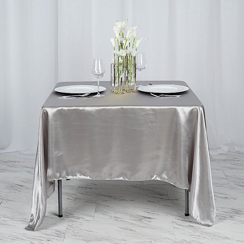 72 inches Square SATIN TABLE OVERLAYS Wedding Catering Event Dinner Decorations - Picture 200 of 244