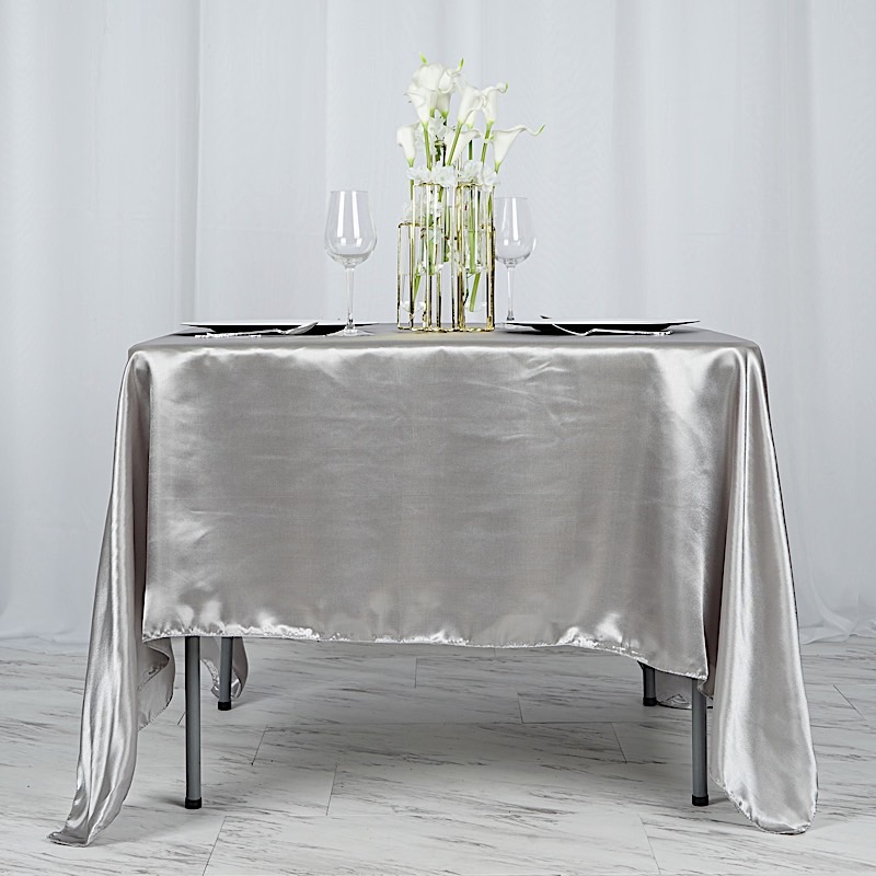 72 inches Square SATIN TABLE OVERLAYS Wedding Catering Event Dinner Decorations - Picture 201 of 244