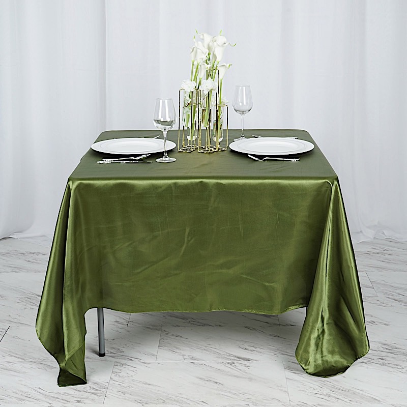 72 inches Square SATIN TABLE OVERLAYS Wedding Catering Event Dinner Decorations - Picture 235 of 244