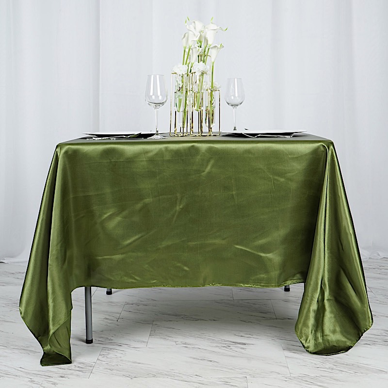 72 inches Square SATIN TABLE OVERLAYS Wedding Catering Event Dinner Decorations - Picture 236 of 244