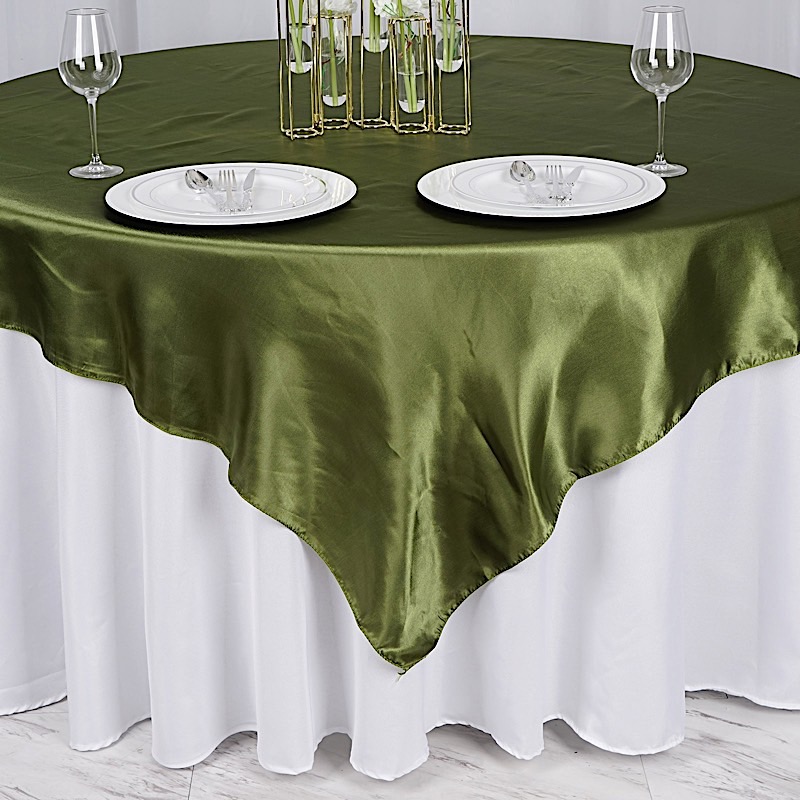72 inches Square SATIN TABLE OVERLAYS Wedding Catering Event Dinner Decorations - Picture 239 of 244