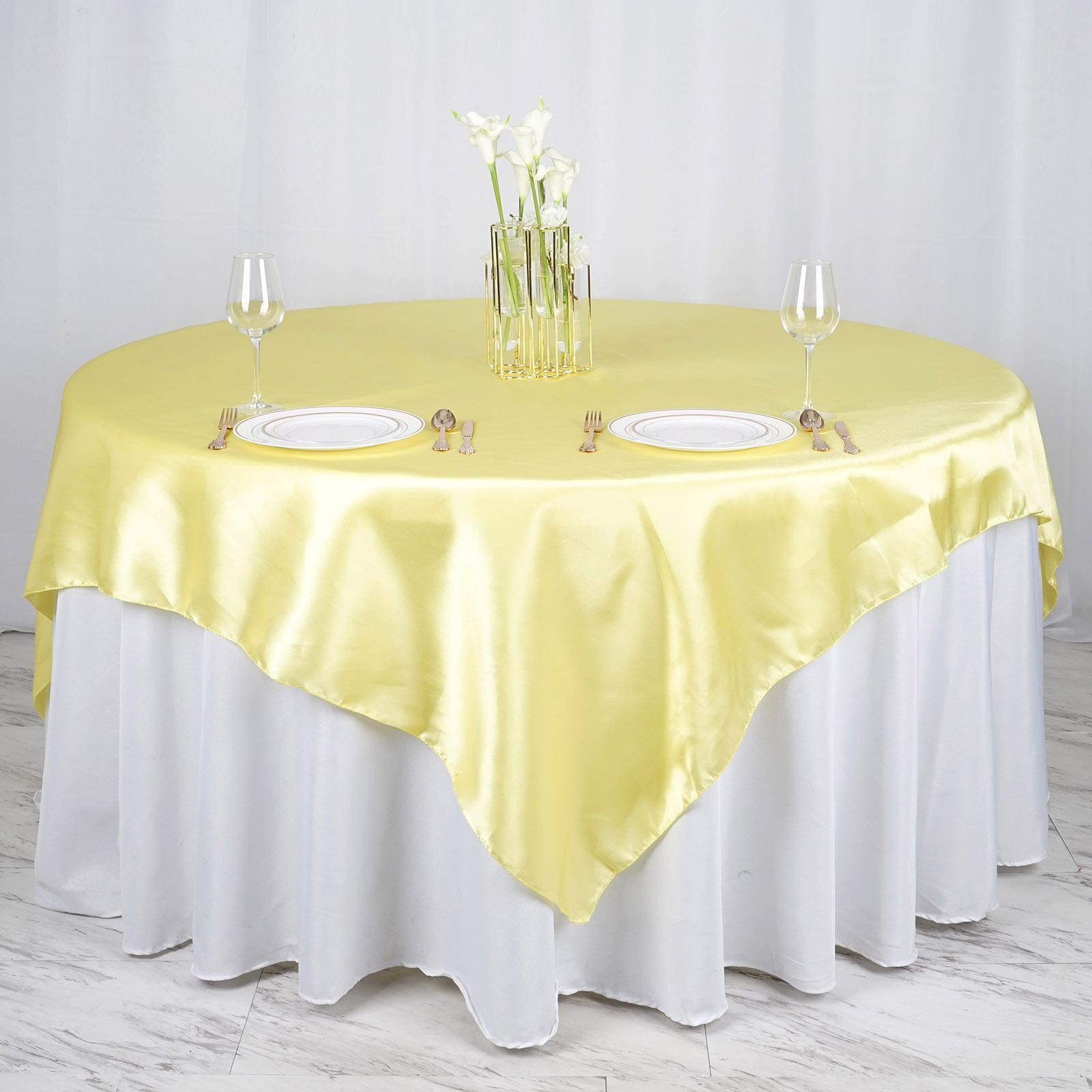 72 inches Square SATIN TABLE OVERLAYS Wedding Catering Event Dinner Decorations - Picture 241 of 244
