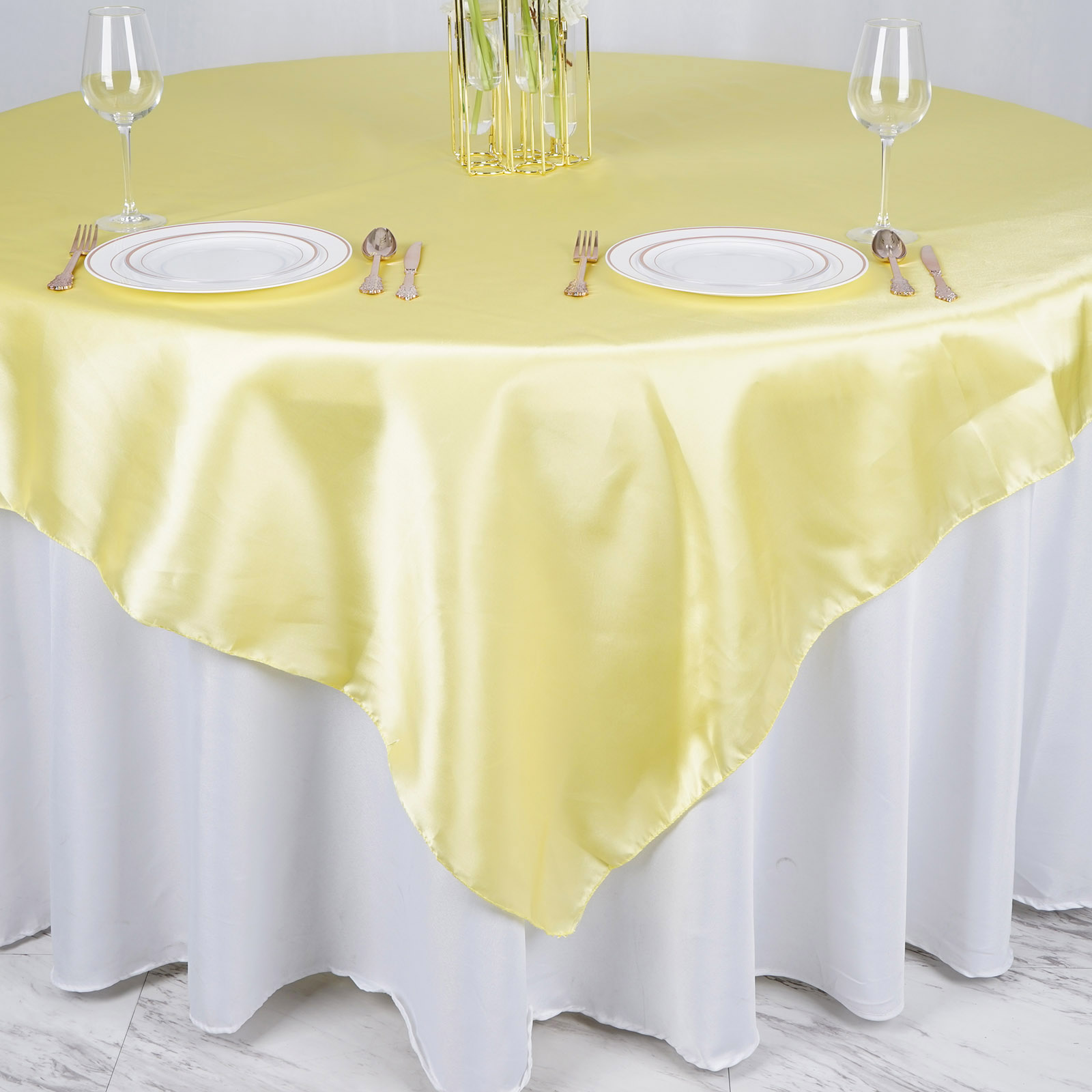 72 inches Square SATIN TABLE OVERLAYS Wedding Catering Event Dinner Decorations - Picture 244 of 244