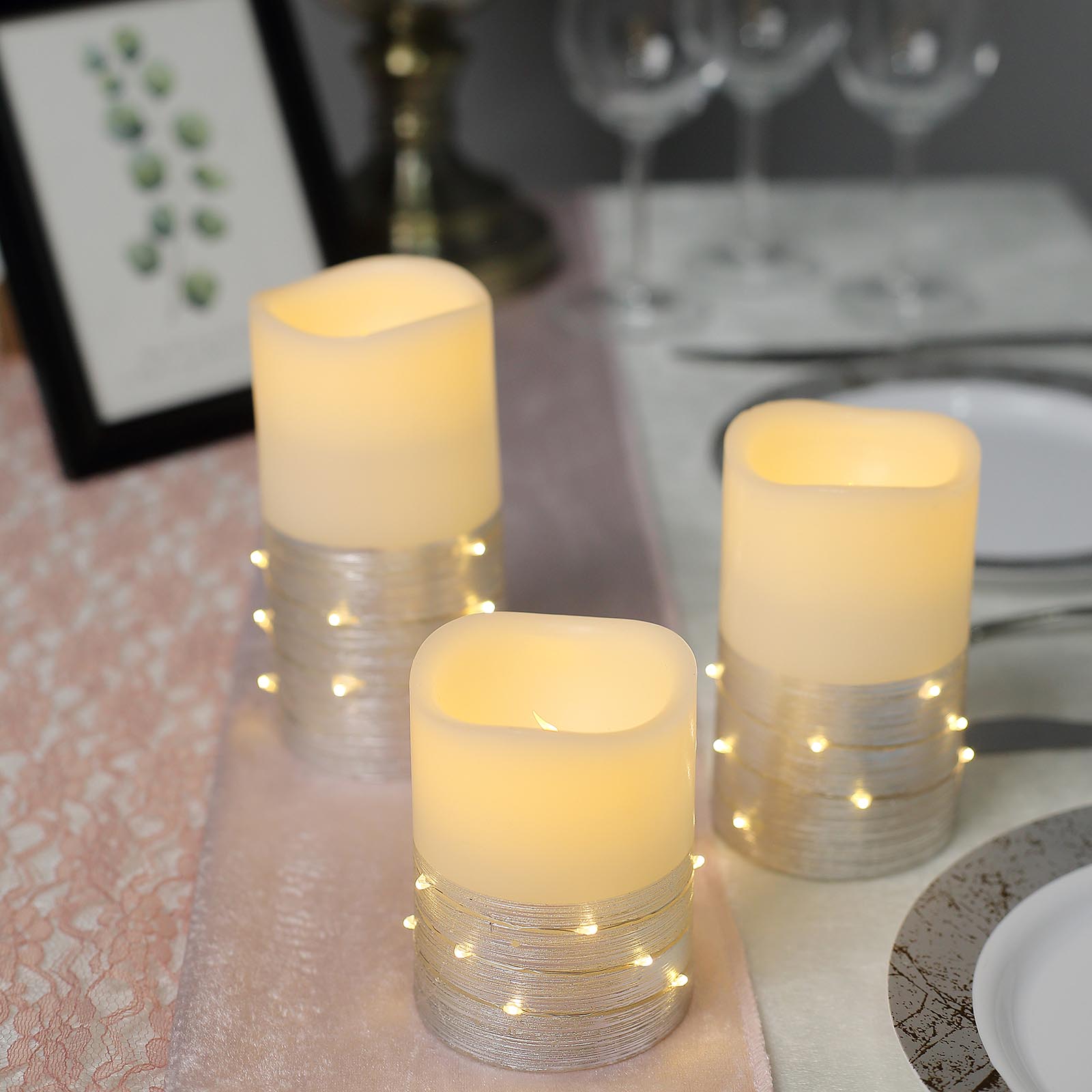 4&quot; 6&quot; 8&quot; LED Pillar Candles String Lights Remote Control