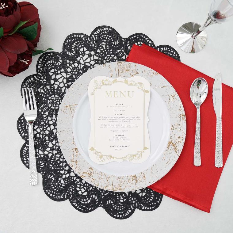 6 Round 15-Inch wide Romantic Floral Lace Vinyl Placemats Doilies Wedding Sale - Picture 10 of 26
