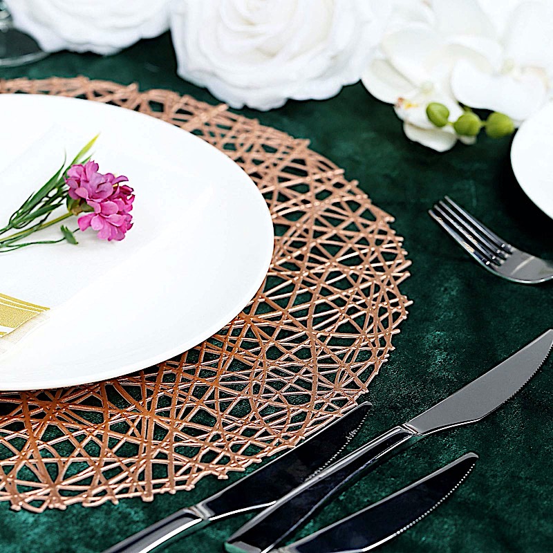 6 pcs 15-Inch wide Round Vinyl String Placemats Wedding Decorations Home Party - Picture 24 of 32