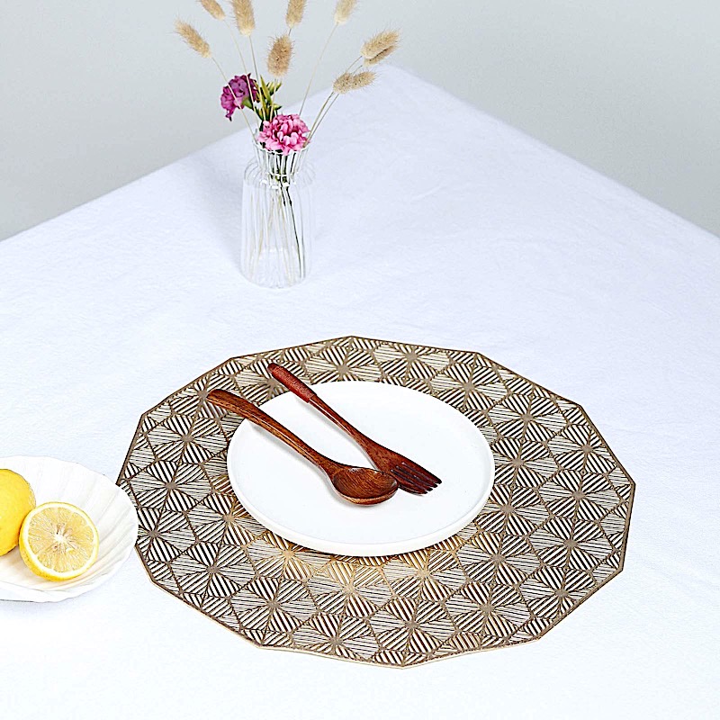 6 GEOMETRICAL 15INCH wide Vinyl Woven Placemats Wedding Table