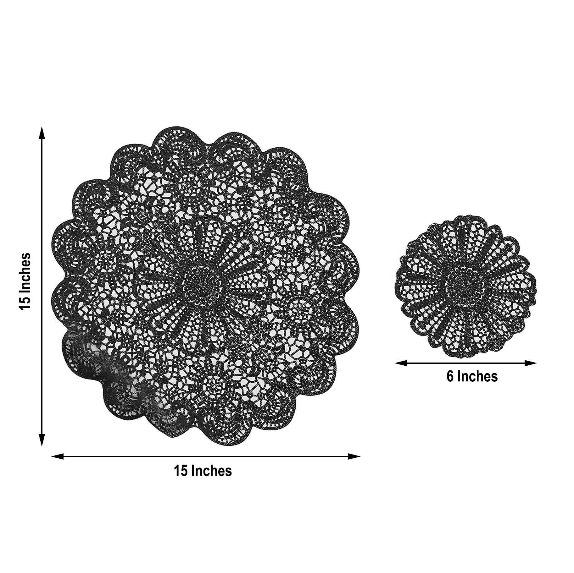 6 Round 15-Inch wide Romantic Floral Lace Vinyl Placemats Doilies Wedding Sale - Picture 8 of 26
