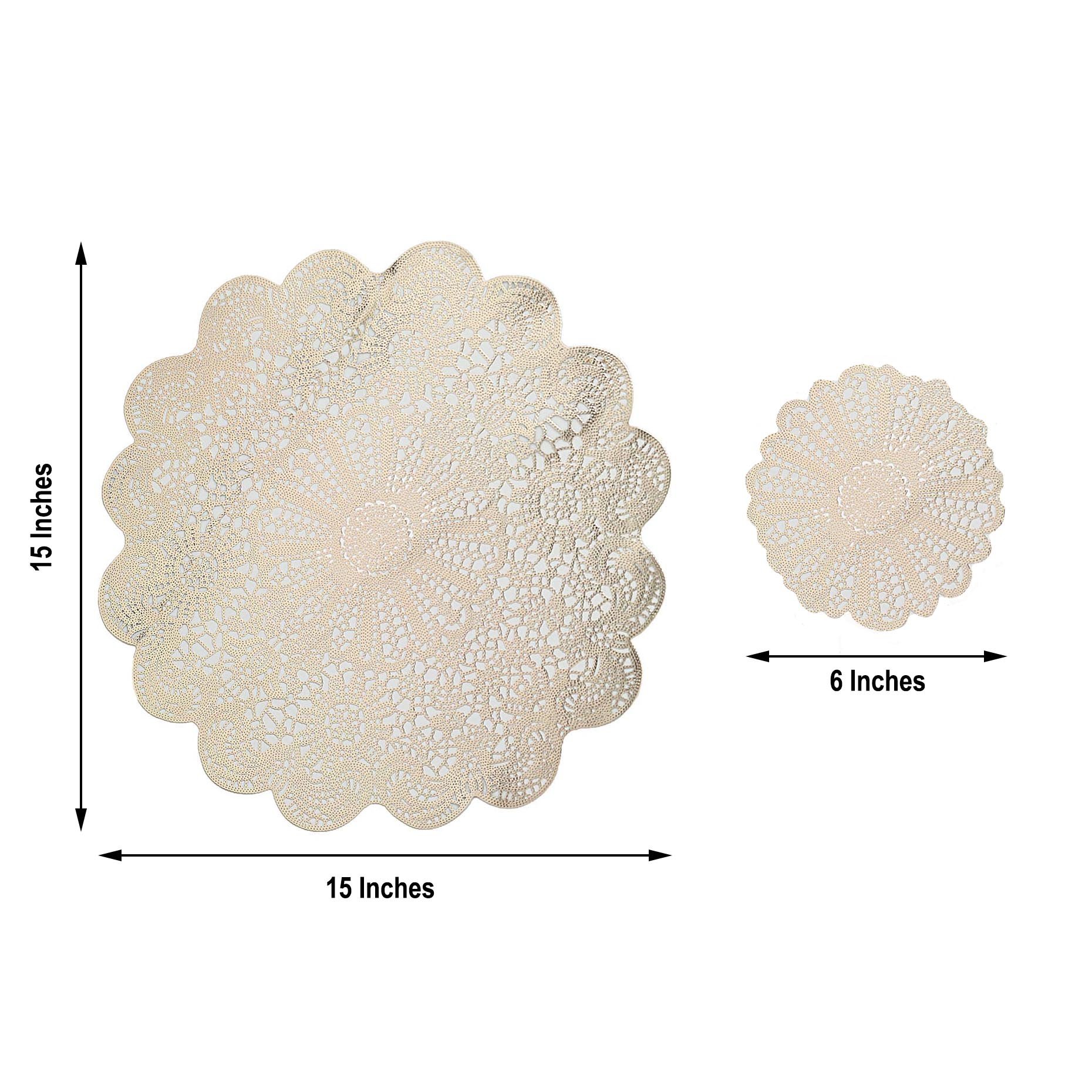 6 Round 15-Inch wide Romantic Floral Lace Vinyl Placemats Doilies Wedding Sale - Picture 16 of 26