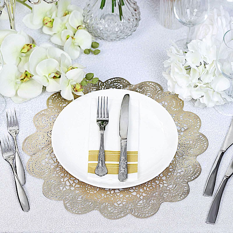 6 Round 15-Inch wide Romantic Floral Lace Vinyl Placemats Doilies Wedding Sale - Picture 11 of 26